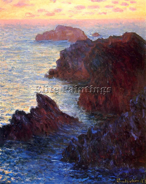 CLAUDE MONET ROCKY POINT AT PORT GOULPHAR ARTIST PAINTING REPRODUCTION HANDMADE