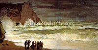 CLAUDE MONET ROUGH SEA AT ETRETAT ARTIST PAINTING REPRODUCTION HANDMADE OIL DECO