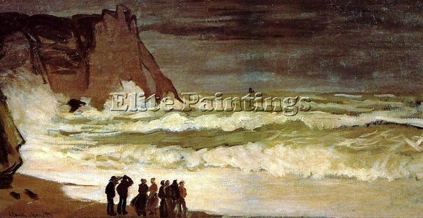 CLAUDE MONET ROUGH SEA AT ETRETAT ARTIST PAINTING REPRODUCTION HANDMADE OIL DECO