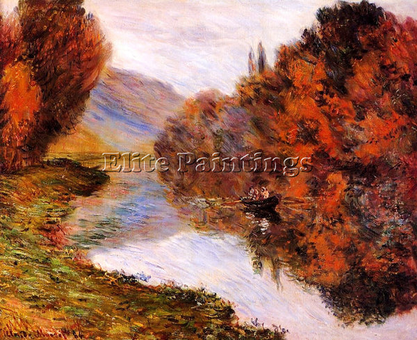 CLAUDE MONET ROWBOAT ON THE SEINE AT JEUFOSSE ARTIST PAINTING REPRODUCTION OIL
