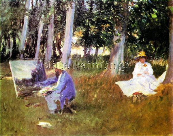 CLAUDE MONET SARGENT PAINTING IN A GARDEN 1885 ARTIST PAINTING REPRODUCTION OIL