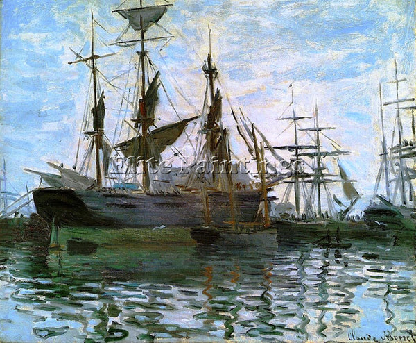 CLAUDE MONET SHIPS IN HARBOR ARTIST PAINTING REPRODUCTION HANDMADE CANVAS REPRO