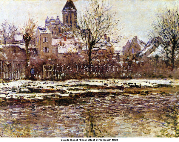 CLAUDE MONET SNOW EFFECT AT VETHEUIL 1878 ARTIST PAINTING REPRODUCTION HANDMADE