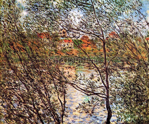 CLAUDE MONET SPRINGTIME THROUGH THE BRANCHES ARTIST PAINTING HANDMADE OIL CANVAS