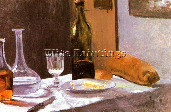 CLAUDE MONET STILL LIFE WITH BOTTLE CARAFE BREAD AND WINE ARTIST PAINTING CANVAS