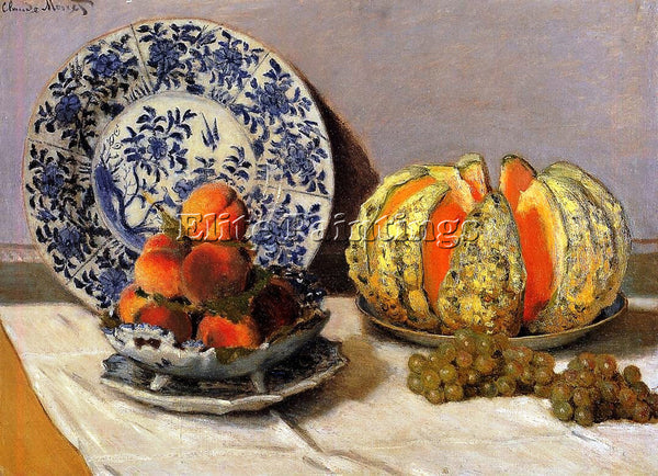 CLAUDE MONET STILL LIFE WITH MELON ARTIST PAINTING REPRODUCTION HANDMADE OIL ART