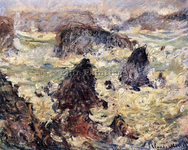 CLAUDE MONET STORM AT BELLE ILE 1 ARTIST PAINTING REPRODUCTION HANDMADE OIL DECO
