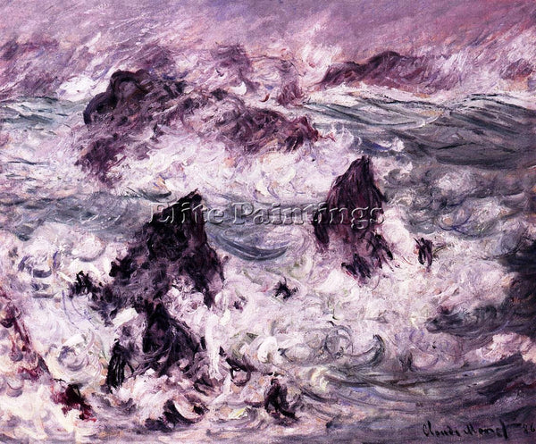 CLAUDE MONET STORM AT BELLE ILE 2 ARTIST PAINTING REPRODUCTION HANDMADE OIL DECO