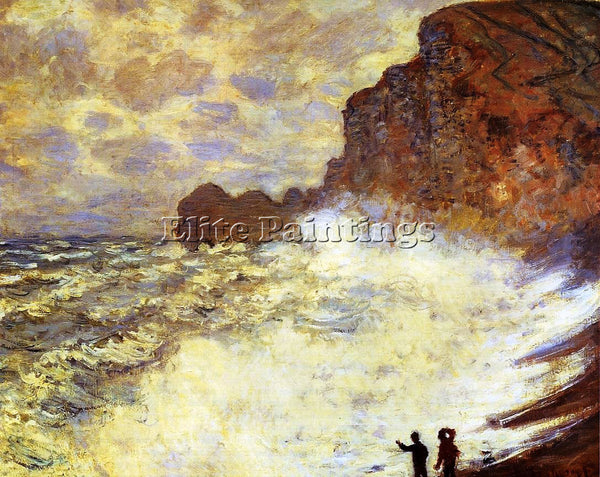 CLAUDE MONET STORMY WEATHER AT ETRETAT ARTIST PAINTING REPRODUCTION HANDMADE OIL