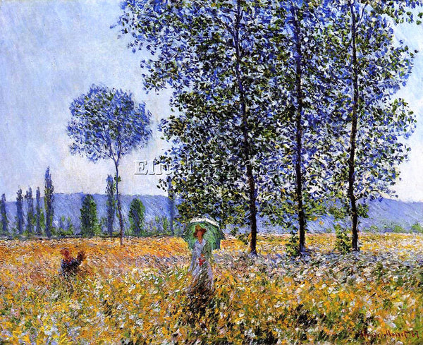 CLAUDE MONET SUNLIGHT EFFECT UNDER THE POPLARS ARTIST PAINTING REPRODUCTION OIL