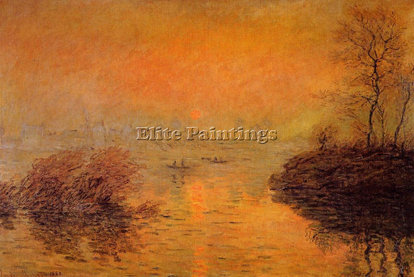 CLAUDE MONET SUNSET ON THE SEINE AT LAVACOURT WINTER EFFECT ARTIST PAINTING OIL