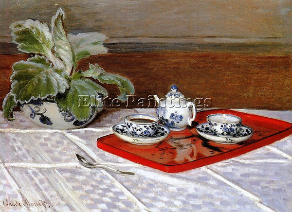 CLAUDE MONET TEA SET ARTIST PAINTING REPRODUCTION HANDMADE OIL CANVAS REPRO WALL