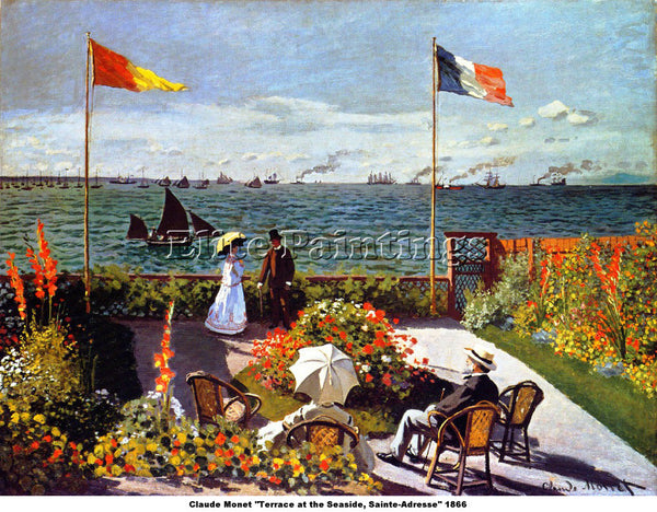 CLAUDE MONET TERRACE AT THE SEASIDE 1866 ARTIST PAINTING REPRODUCTION HANDMADE