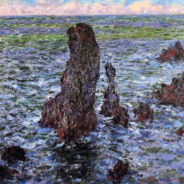 CLAUDE MONET THE PYRAMIDS AT PORT COTON ARTIST PAINTING REPRODUCTION HANDMADE
