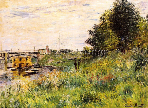 CLAUDE MONET THE BANKS OF THE SEINE AT THE ARGENTEUIL BRIDGE ARTIST PAINTING OIL