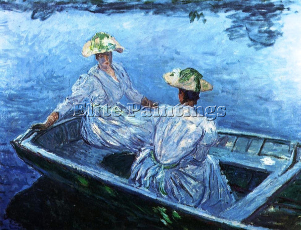 CLAUDE MONET THE BLUE ROW BOAT ARTIST PAINTING REPRODUCTION HANDMADE OIL CANVAS
