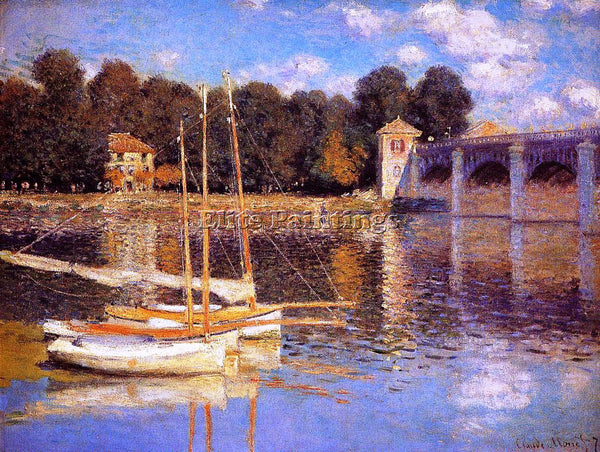 CLAUDE MONET THE BRIDGE AT ARGENTEUIL ARTIST PAINTING REPRODUCTION HANDMADE OIL