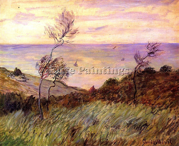 CLAUDE MONET THE CLIFFS OF VARENGEVILLE GUST OF WIND ARTIST PAINTING HANDMADE