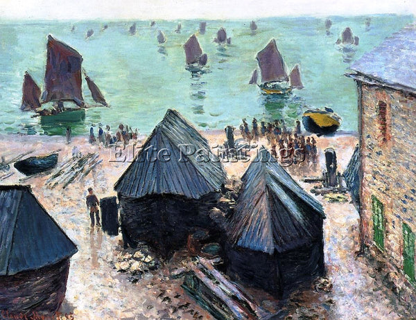 CLAUDE MONET THE DEPARTURE OF THE BOATS ETRETAT ARTIST PAINTING REPRODUCTION OIL