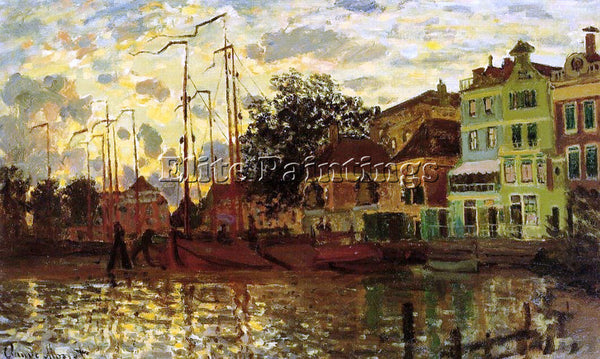 CLAUDE MONET THE DIKE AT ZAANDAM EVENING ARTIST PAINTING REPRODUCTION HANDMADE