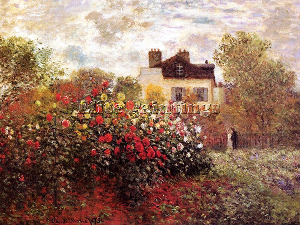 CLAUDE MONET THE GARDEN AT ARGENTEUIL ARTIST PAINTING REPRODUCTION HANDMADE OIL