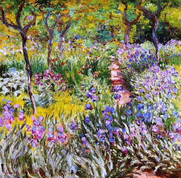 CLAUDE MONET THE IRIS GARDEN AT GIVERNY ARTIST PAINTING REPRODUCTION HANDMADE