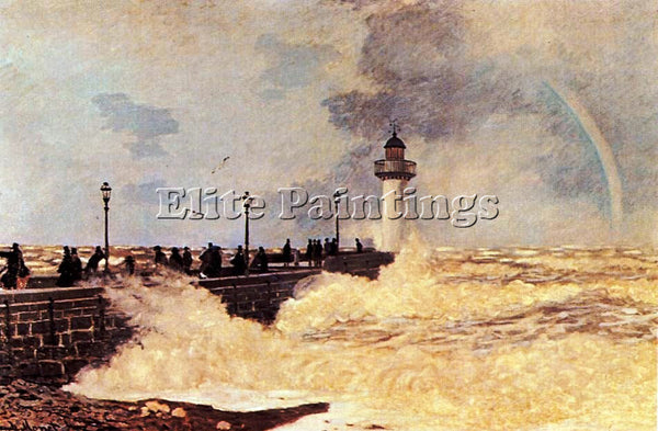 CLAUDE MONET THE JETTY AT LE HAVRE ARTIST PAINTING REPRODUCTION HANDMADE OIL ART