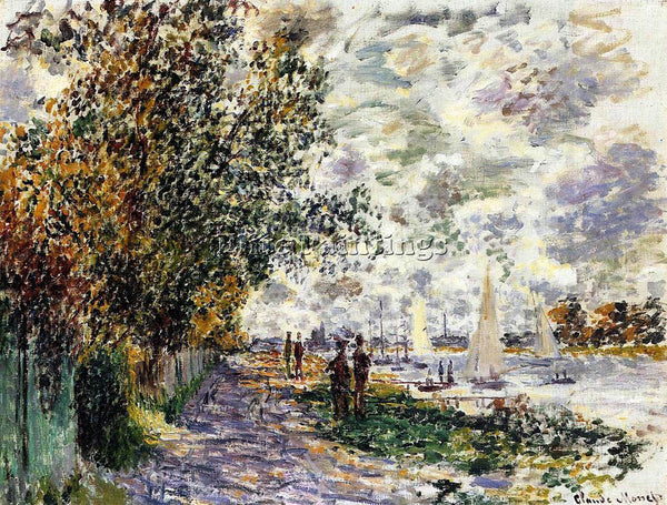 CLAUDE MONET THE RIVERBANK AT PETIT GENNEVILLIERS ARTIST PAINTING REPRODUCTION