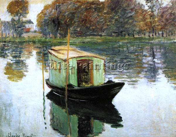 CLAUDE MONET THE STUDIO BOAT 1 ARTIST PAINTING REPRODUCTION HANDMADE OIL CANVAS