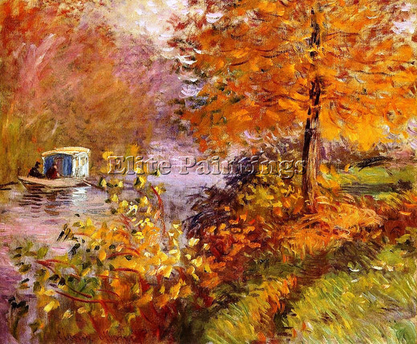 CLAUDE MONET THE STUDIO BOAT 3 ARTIST PAINTING REPRODUCTION HANDMADE OIL CANVAS