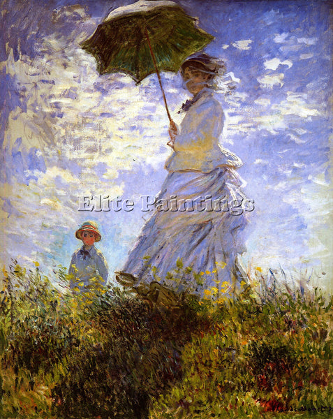 CLAUDE MONET THE WOMAN WITH THE PARASOL ARTIST PAINTING REPRODUCTION HANDMADE