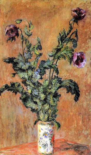 CLAUDE MONET VASE OF POPPIES ARTIST PAINTING REPRODUCTION HANDMADE CANVAS REPRO