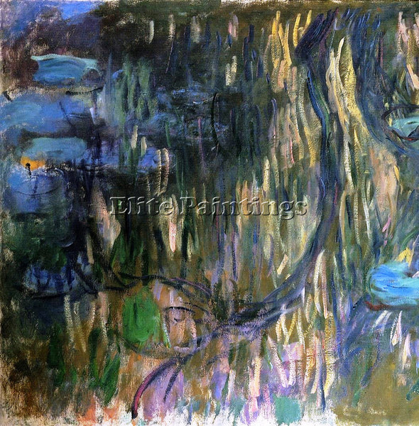 CLAUDE MONET WATER LILIES REFLECTIONS OF WEEPING WILLOWS LEFT HALF REPRODUCTION