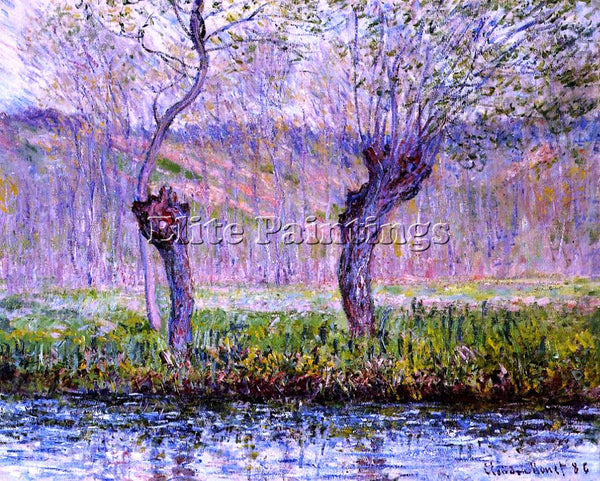 CLAUDE MONET WILLOWS IN SPRING ARTIST PAINTING REPRODUCTION HANDMADE OIL CANVAS
