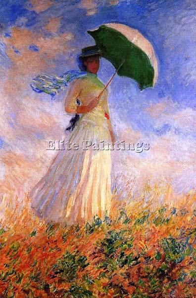 CLAUDE MONET WOMAN WITH A PARASOL FACING RIGHT ARTIST PAINTING REPRODUCTION OIL