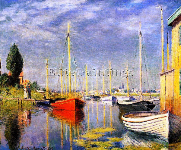 CLAUDE MONET YACHTS AT ARGENTEUIL ARTIST PAINTING REPRODUCTION HANDMADE OIL DECO