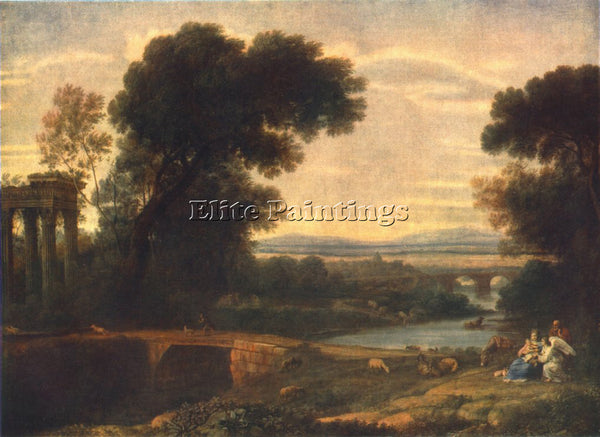 CLAUDE LORRAIN LANDSCAPE WITH THE REST ON THE FLIGHT INTO EGYPT 1666 OIL CANVAS