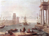 CLAUDE LORRAIN PORT SCENE WITH DEPARTURE OF ULYSSES FROM LAND FEACI PAINTING OIL