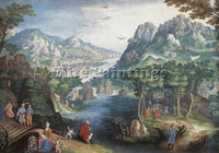 CONINXLOO GILLIS VAN MOUNTAIN LANDSCAPE WITH RIVER VALLEY AND PROPHET HOSEA OIL
