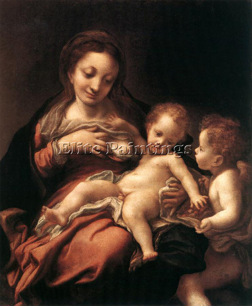 CORREGGIO VIRGIN AND CHILD WITH AN ANGEL ARTIST PAINTING REPRODUCTION HANDMADE