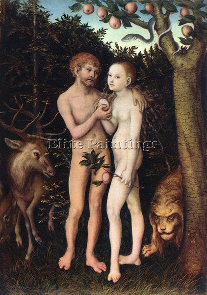 LUCAS CRANACH THE ELDER ADAM AND EVE 1533 ARTIST PAINTING REPRODUCTION HANDMADE