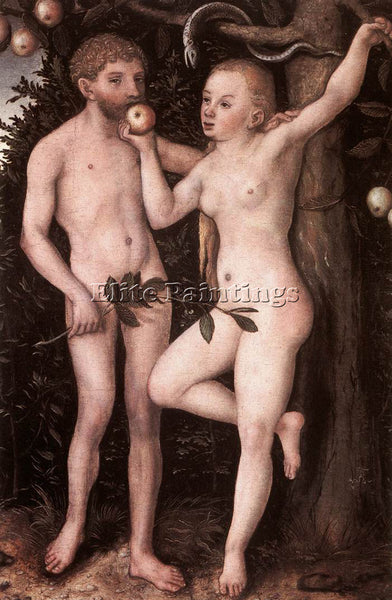 LUCAS CRANACH THE ELDER ADAM AND EVE 1538 ARTIST PAINTING REPRODUCTION HANDMADE