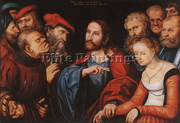 LUCAS CRANACH THE ELDER CHRIST AND THE ADULTERESS ARTIST PAINTING REPRODUCTION