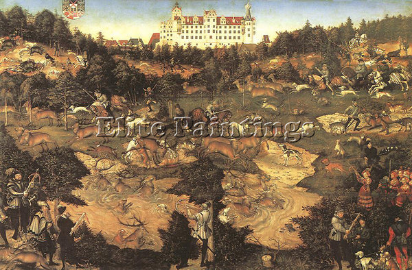 LUCAS CRANACH THE ELDER HUNT IN HONOUR OF CHARLES V AT CASTLE OF TORGAU PAINTING