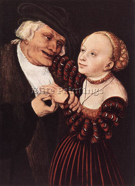 LUCAS CRANACH THE ELDER OLD MAN AND YOUNG WOMAN ARTIST PAINTING REPRODUCTION OIL