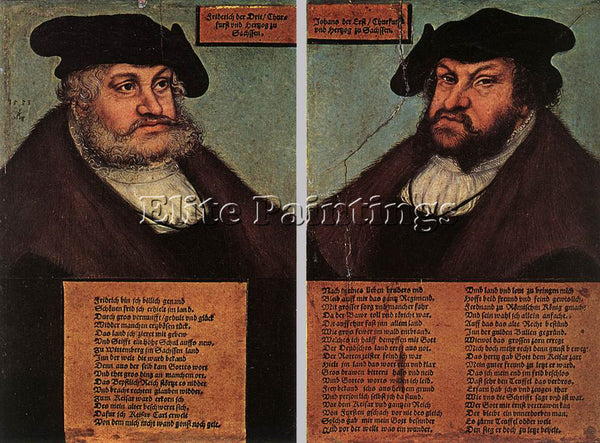 LUCAS CRANACH THE ELDER PORTRAITS OF JOHANN I AND FREDERICK III ARTIST PAINTING