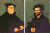 LUCAS CRANACH THE ELDER PORTRAITS MARTIN LUTHER AND PHILIPP MELANCHTHON PAINTING