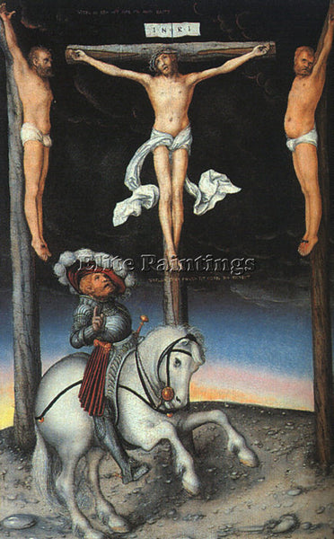 LUCAS CRANACH THE ELDER THE CRUCIFIXION WITH THE CONVERTED CENTURION OIL CANVAS