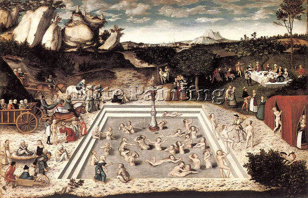 LUCAS CRANACH THE ELDER THE FOUNTAIN OF YOUTH ARTIST PAINTING REPRODUCTION OIL