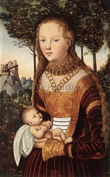 LUCAS CRANACH THE ELDER YOUNG MOTHER AND CHILD ARTIST PAINTING REPRODUCTION OIL